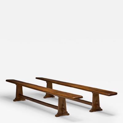 Alpine Rustic Benches France Mid 20th Century