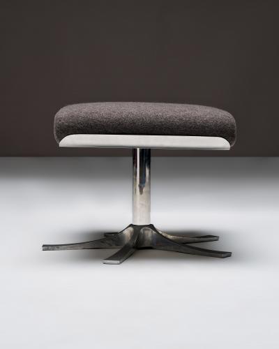 Aluminum Frame Ottoman with New Wool Upholstery France c 1970