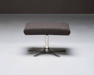 Aluminum Frame Ottoman with New Wool Upholstery France c 1970