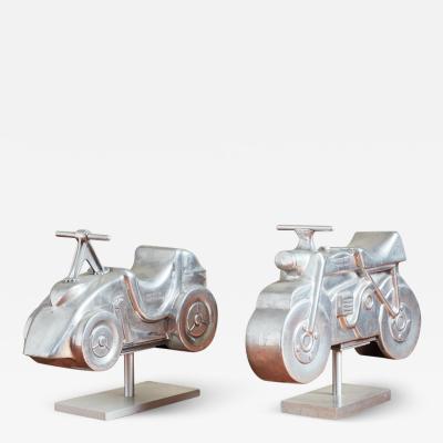 Aluminum Motorcycle and Car Playground Sculptures