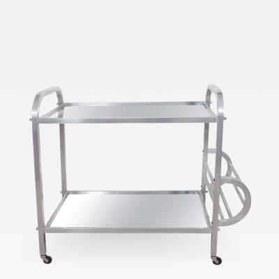 Aluminum and Mirror Bar Cart