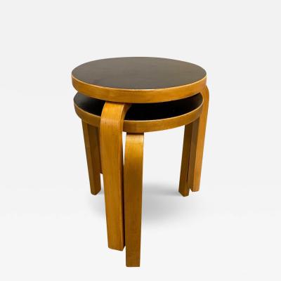 Alvar Aalto A Pair of Alvar Aalto Stools Model no 60 Black Laminate Artek 1930s