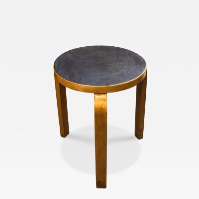Alvar Aalto Alvar Aalto 3 Legged Stool Model 60 In Birch and Blue Linoleum Artek 1950s