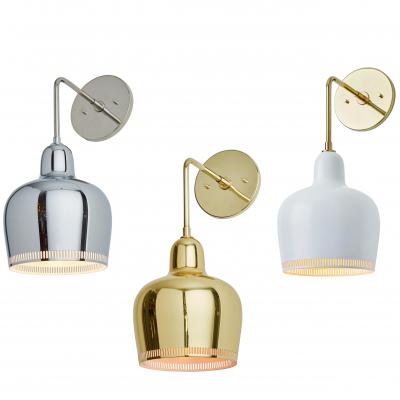 Alvar Aalto Alvar Aalto A330s White Metal and Brass Wall Light for Artek