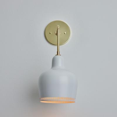 Alvar Aalto Alvar Aalto A330s White Metal and Brass Wall Light for Artek