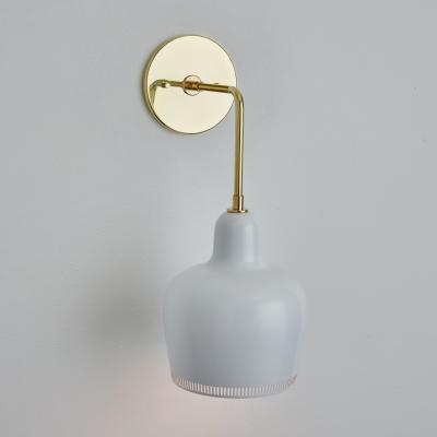 Alvar Aalto Alvar Aalto A330s White Metal and Brass Wall Light for Artek