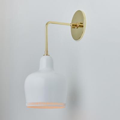 Alvar Aalto Alvar Aalto A330s White Metal and Brass Wall Light for Artek