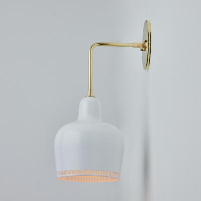 Alvar Aalto Alvar Aalto A330s White Metal and Brass Wall Light for Artek