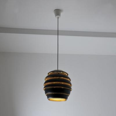 Alvar Aalto Alvar Aalto A332 Beehive Pendant in Brass Black Valaistusty Finland 1950s