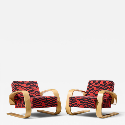 Alvar Aalto Alvar Aalto Armchair 400 Tank Mid Century Bentwood Lounge Chairs Pair