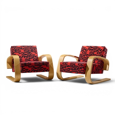 Alvar Aalto Alvar Aalto Armchair 400 Tank Mid Century Bentwood Lounge Chairs Pair
