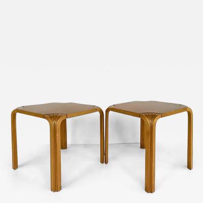 Alvar Aalto Alvar Aalto For Artek Finland Fan Leg End Side Tables Pair