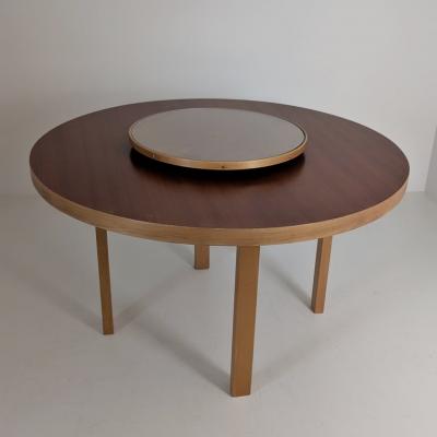 Alvar Aalto Alvar Aalto Model 91 Dining Table with Rotating Lazy Susan Tray Finland 1940s
