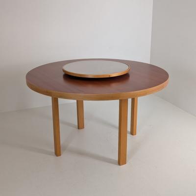 Alvar Aalto Alvar Aalto Model 91 Dining Table with Rotating Lazy Susan Tray Finland 1940s