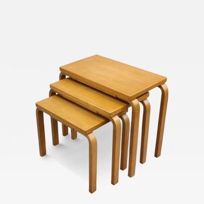 Alvar Aalto Alvar Aalto Nesting Table Set Model E88 in Birch and Oak Artek 1950s