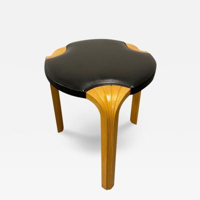 Alvar Aalto Alvar Aalto Stool X600 in Birch and Original Black Leather Artek 1960s