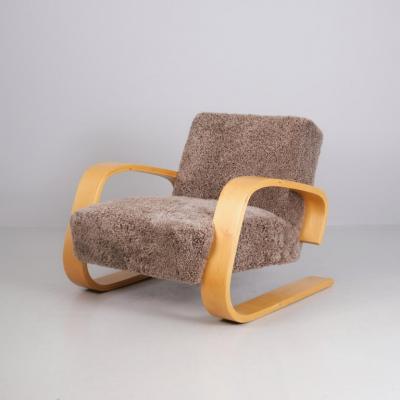 Alvar Aalto Alvar Aalto Tank Arm Chair Model 400 in Sheepskin Artek 1950s