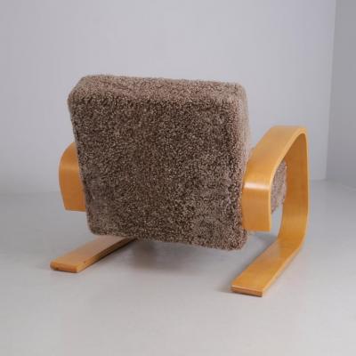 Alvar Aalto Alvar Aalto Tank Arm Chair Model 400 in Sheepskin Artek 1950s
