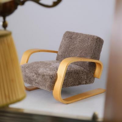 Alvar Aalto Alvar Aalto Tank Arm Chair Model 400 in Sheepskin Artek 1950s