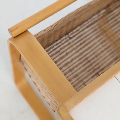 Alvar Aalto Alvar Aalto Tea Trolley 900 Birch Rattan White Tiles Artek Finland 1960s