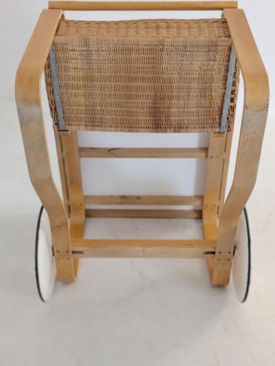 Alvar Aalto Alvar Aalto Tea Trolley 900 Birch Rattan White Tiles Artek Finland 1960s