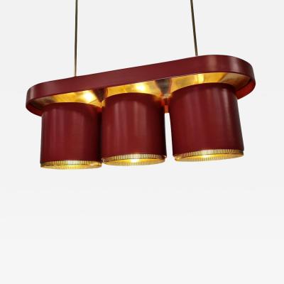 Alvar Aalto Alvar Aalto Triplets Pendant Model A 203 In Brass Red Valaistusty 1950s