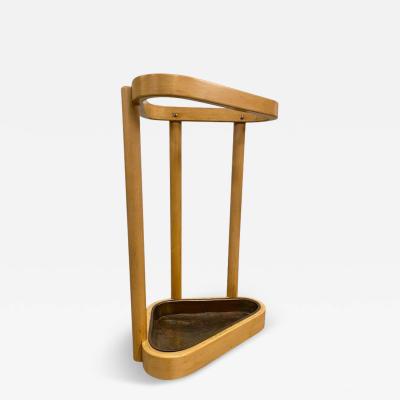 Alvar Aalto An Alvar Aalto Triangular Umbrella Stand in Birch and Brass Artek 1960s