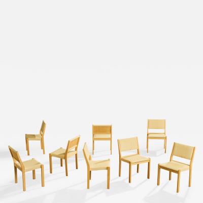 Alvar Aalto Dining Room Chairs with Birch and Raffia Finland 1980s