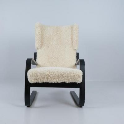 Alvar Aalto Early Alvar Aalto Armchair Model 401 in White Sheepskin Artek 1940s