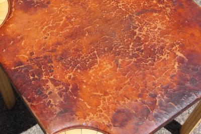 Alvar Aalto Fan Leg Side Table Model X601 in Birch and Leather by Alvar Aalto for Artek