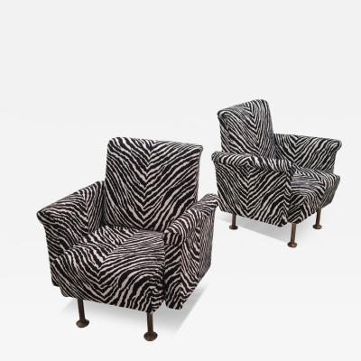 Alvar Aalto Pair of Alvar Aalto Commissioned Armchairs Enso Gutzeit Zebra and Brass 1962