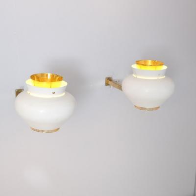 Alvar Aalto Pair of Alvar Aalto Commissioned Scones in White Brass Valaistusty 1950s