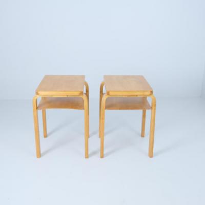 Alvar Aalto Pair of Alvar Aalto Small Side Tables Model A86 in Honey Birch Artek 1940s