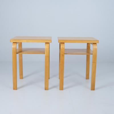 Alvar Aalto Pair of Alvar Aalto Small Side Tables Model A86 in Honey Birch Artek 1940s