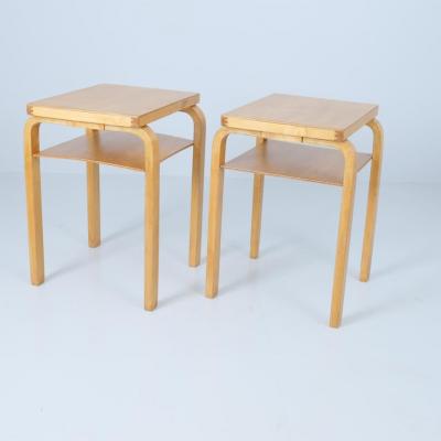 Alvar Aalto Pair of Alvar Aalto Small Side Tables Model A86 in Honey Birch Artek 1940s