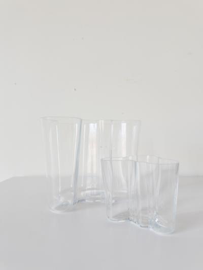 Alvar Aalto Pair of Savoy Glass Vases by Alvar Aalto for littala Finland 1960 