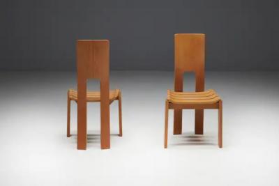 Alvar Aalto Scandinavian Modern Plywood Dining Chairs 1970s