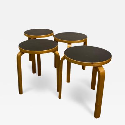 Alvar Aalto Set of 4 Alvar Aalto Stools Model no 60 Black Laminate Artek 1930s