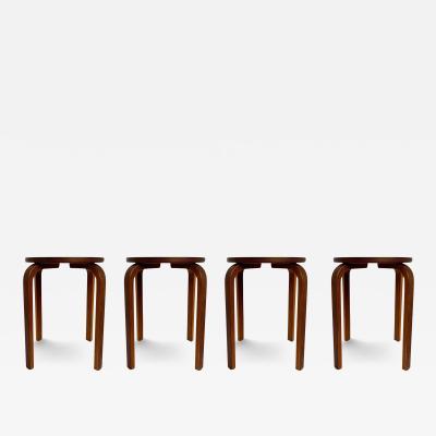 Alvar Aalto Set of 4 Mid Century Danish Modern Teak Stacking Stools after Alvar Aalto