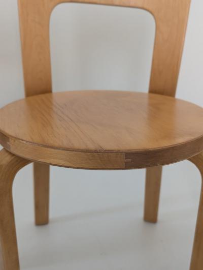 Alvar Aalto Set of Six Alvar Aalto Model 66 Chairs in Birch Artek 1950s