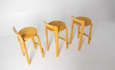 Alvar Aalto Set of Three Alvo Alto Bar Stools