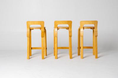 Alvar Aalto Set of Three Alvo Alto Bar Stools