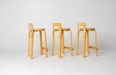 Alvar Aalto Set of Three Alvo Alto Bar Stools