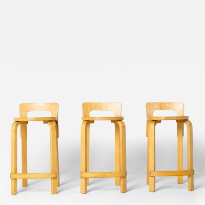Alvar Aalto Set of Three Alvo Alto Bar Stools