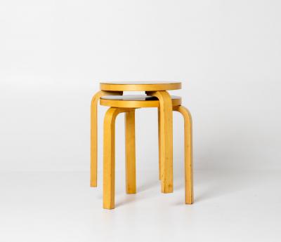 Alvar Aalto Stool 60 by Aino Alvar Aalto for Artek Finland pair avalible 