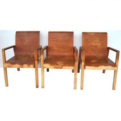 Alvar Aalto Vintage Pair Hallway 403 Chairs by Alvar Aalto