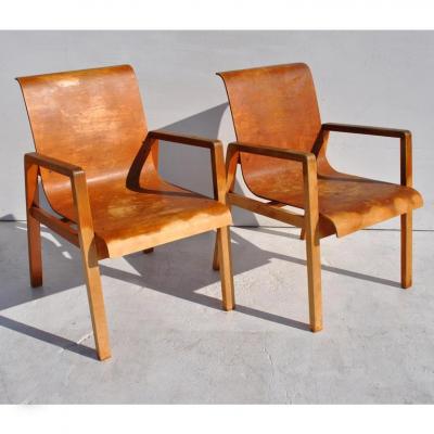 Alvar Aalto Vintage Pair Hallway 403 Chairs by Alvar Aalto