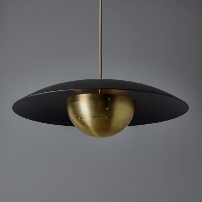Alvaro Benitez Gabi Perforated Brass Dome Black Painted Metal Pendant by Alvaro Benitez
