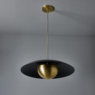Alvaro Benitez Gabi Perforated Brass Dome Black Painted Metal Pendant by Alvaro Benitez
