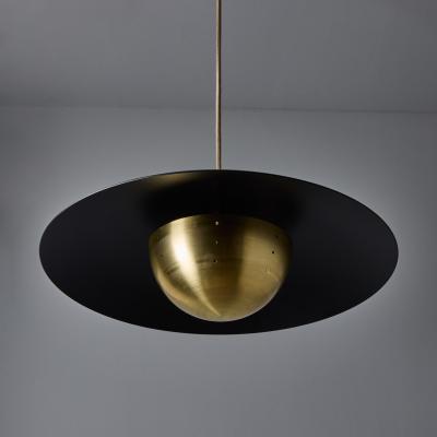Alvaro Benitez Gabi Perforated Brass Dome Black Painted Metal Pendant by Alvaro Benitez